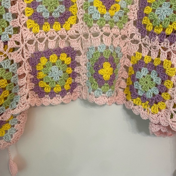 Hand Crocheted Multi Colored Cardigan - Picture 3 of 8